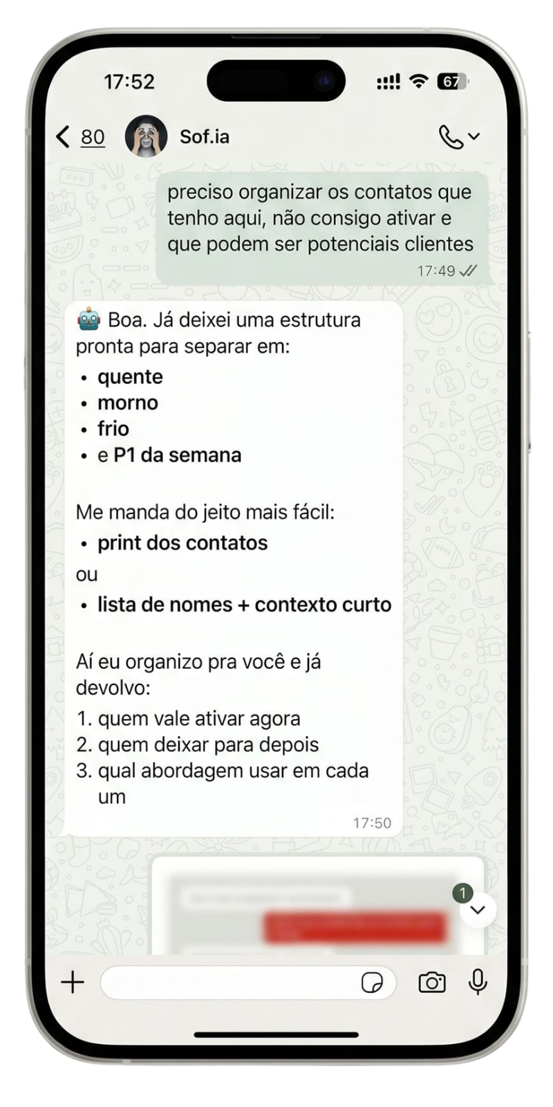 Sof.ia organizando prioridades